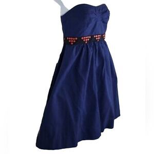 Anthropologie Floreat strapless mini dress, blue size 4